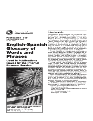 IRS Publication 850 Spanish Glossary
