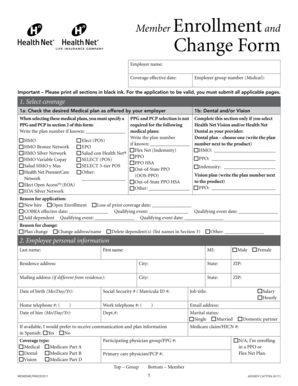 Health Net Member Enrollment and Change Form
