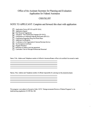 US Federal Financial Assistance Application