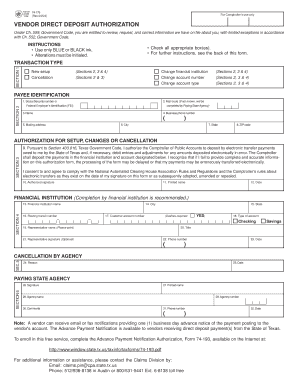 Texas Vendor Direct Deposit Authorization