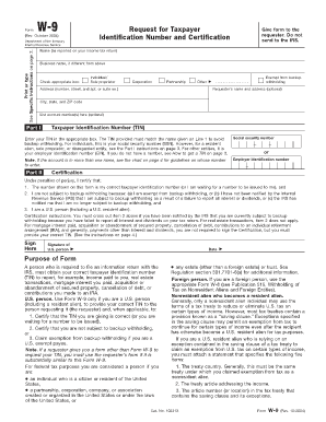 Form W-9 Request for Taxpayer Identification Number and Certification