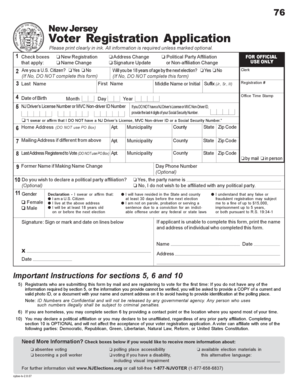 New Jersey Voter Registration Application