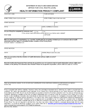 Health Information Privacy Complaint Form
