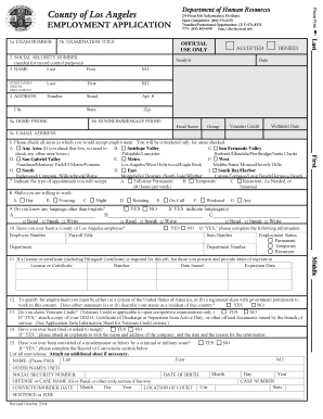 County of Los Angeles Employment Application