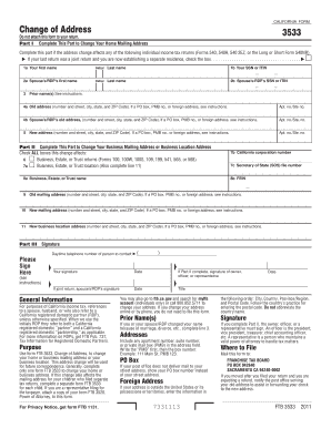 California Form 3533 Change of Address