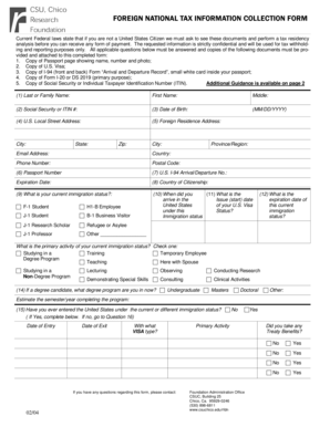 Foreign National Tax Information Collection Form