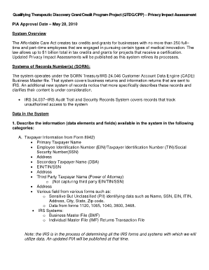 Qualifying Therapeutic Discovery Grant/Credit Program PIA