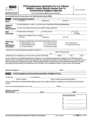 IRS Form 8945 PTIN Application