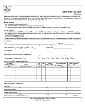 Graduate Transfer Credit Request ( fillable ), Form # 56 - cel cmich