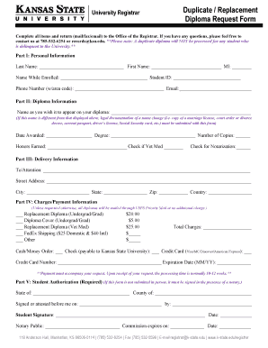 Duplicate/Replacement Diploma Request Form - ksu