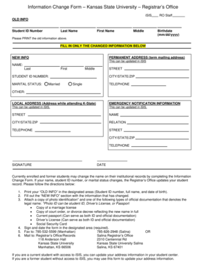 Kansas State University Information Change Form