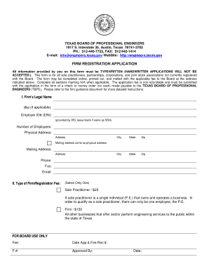 Texas Engineering Firm Registration Application