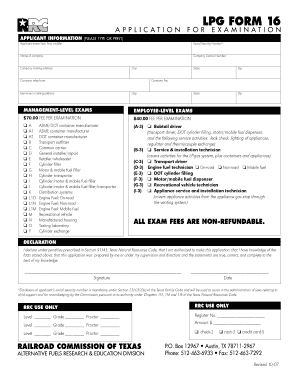 LPG Form 16 Application for Examination