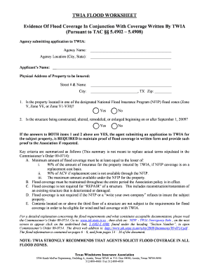 flood insurance worksheet