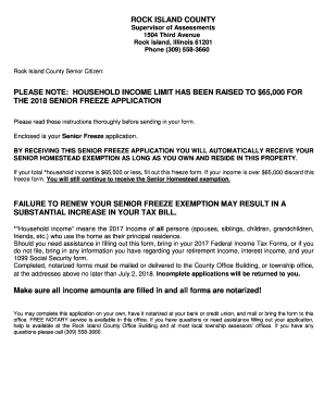 Illinois Senior Freeze Homestead Exemption Application