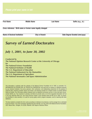 Survey of Earned Doctorates Form