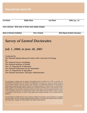 Survey of Earned Doctorates Form