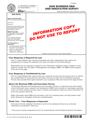 US Business R&D and Innovation Survey Form BRDI-1
