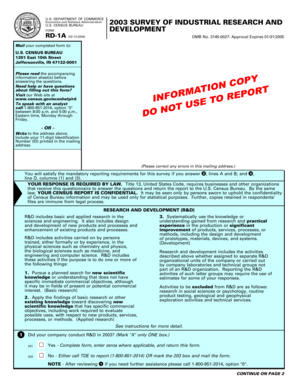 US Census Bureau 2003 Survey of Industrial Research and Development