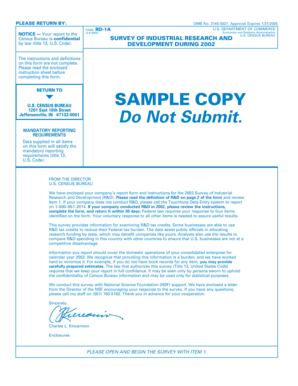 US Survey of Industrial Research and Development Form