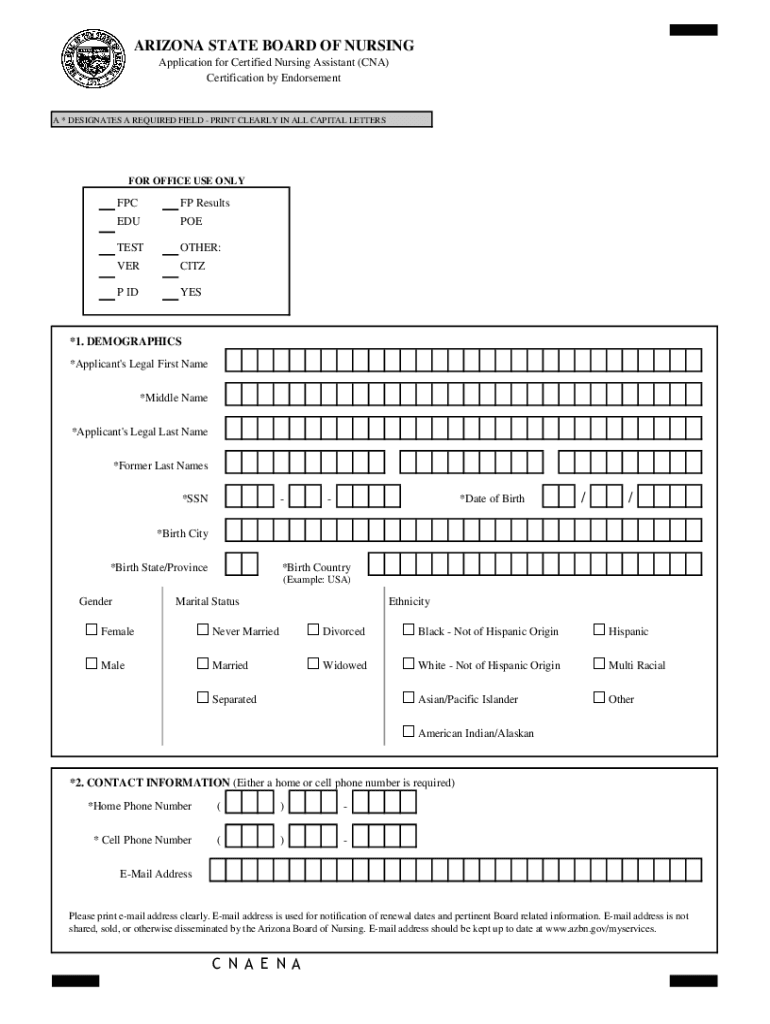 Arizona Cna Reciprocity Fill Online Printable Fillable Blank