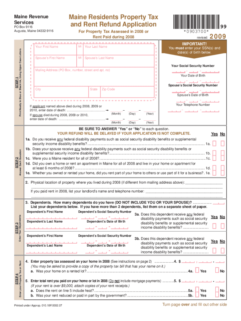 maine rent refund application Preview on Page 1