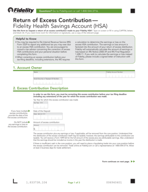 Fidelity HSA Excess Contribution Return Form