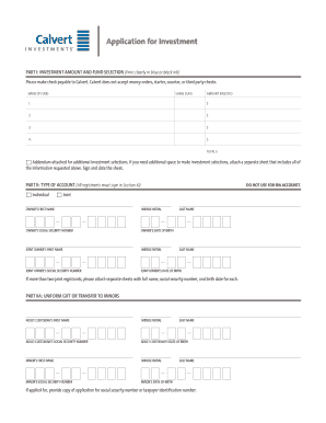 Calvert Investment Application Form