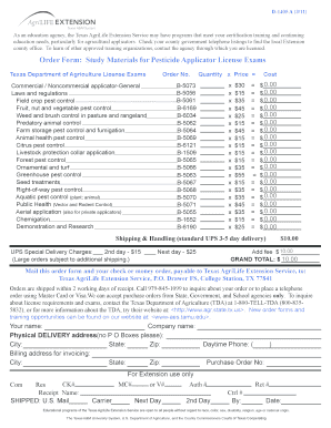 Texas Pesticide Applicator License Exam Order Form