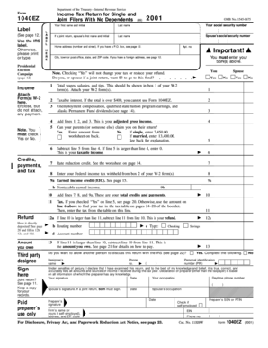 IRS Form 1040EZ 2001