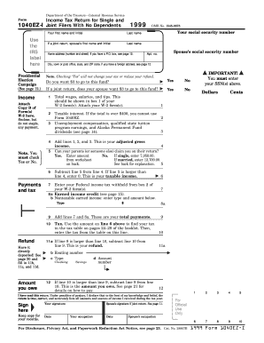 US Federal Form 1040EZ