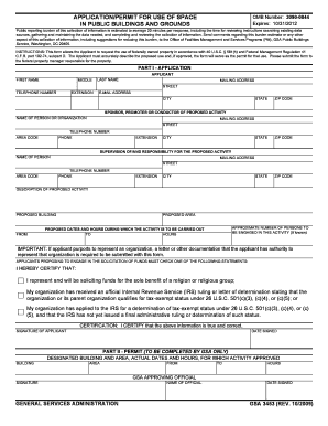 Application for Use of Space in Public Buildings