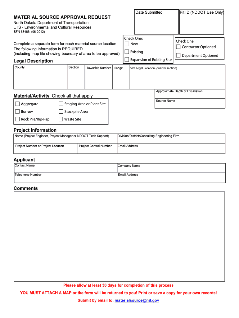Material Source Approval Request Preview on Page 1