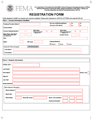 FEMA HazMat Training Registration Form