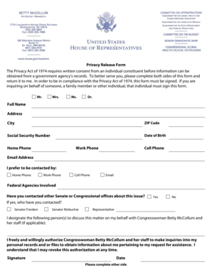 Privacy Release Form