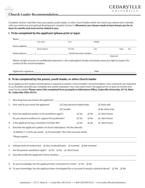Church Leader Recommendation Form