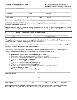 siu recommendation letter form