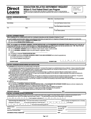 Education Related Deferment Request Form