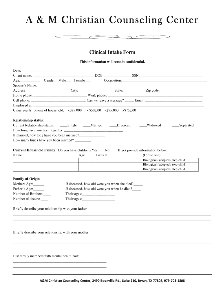 Intake Form Fill Online Printable Fillable Blank Pdffiller