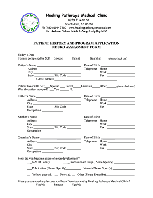 developmental history form