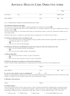 Advance Health Care Directive Form