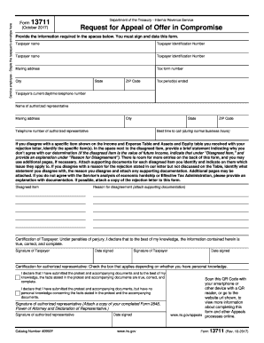 IRS Form 13711 Request for Appeal of Offer in Compromise