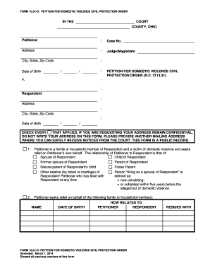 Ohio Domestic Violence Civil Protection Order Form