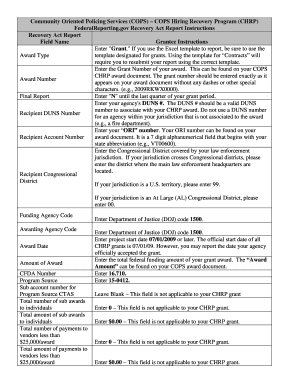 COPS Hiring Recovery Program Grant Report