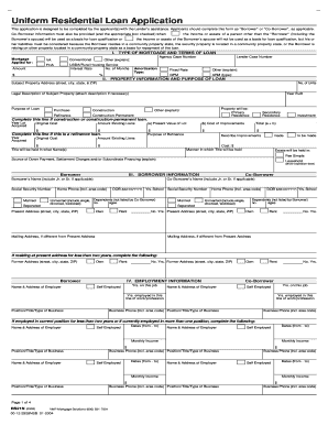 Uniform loan - uniform residential loan application bs21n