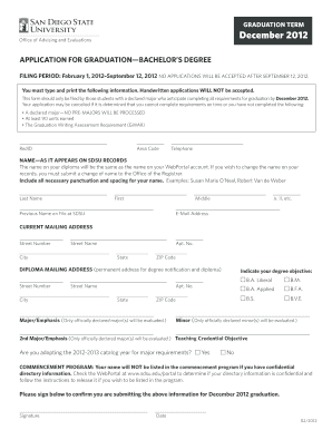 Application for Graduation Bachelor’s Degree