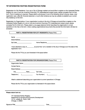 Chicago TIF Interested Parties Registration Form