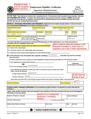 Form 1- 9 , Employment Eligibility Verification - hr buffalo