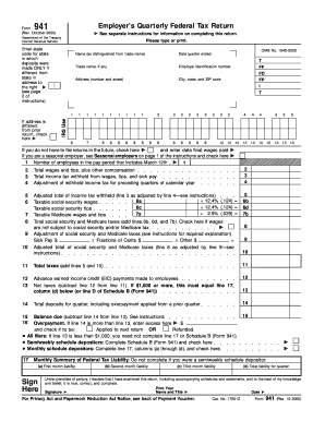 Form 941 Employer’s Quarterly Federal Tax Return