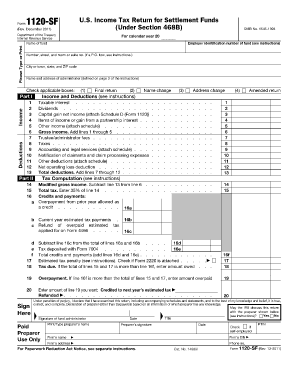 US Income Tax Return for Settlement Funds Form 1120-SF